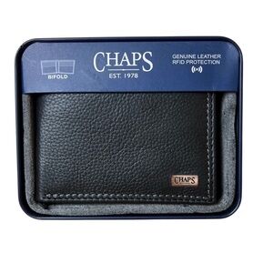Chaps Ralph Lauren NEW Mens Black Leather Bifold RFID Wallet